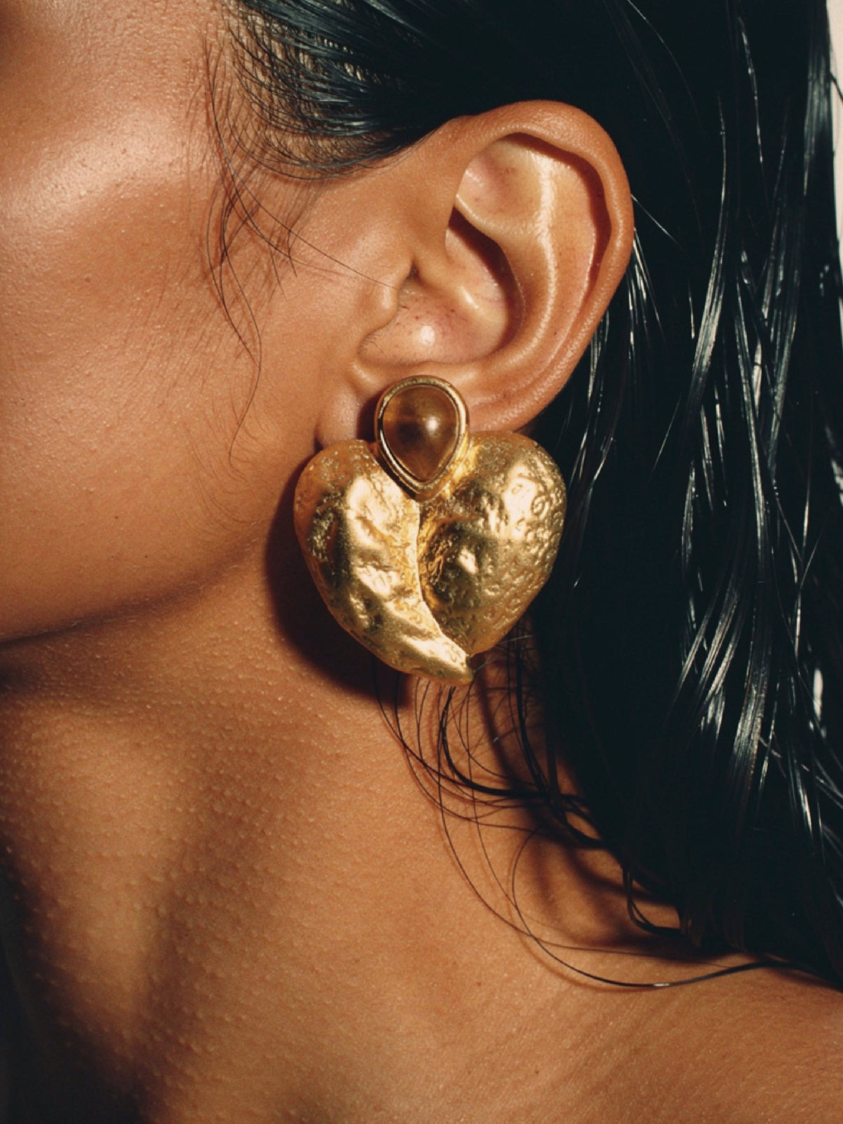 Tiger Eye Heart Pendant  Earrings