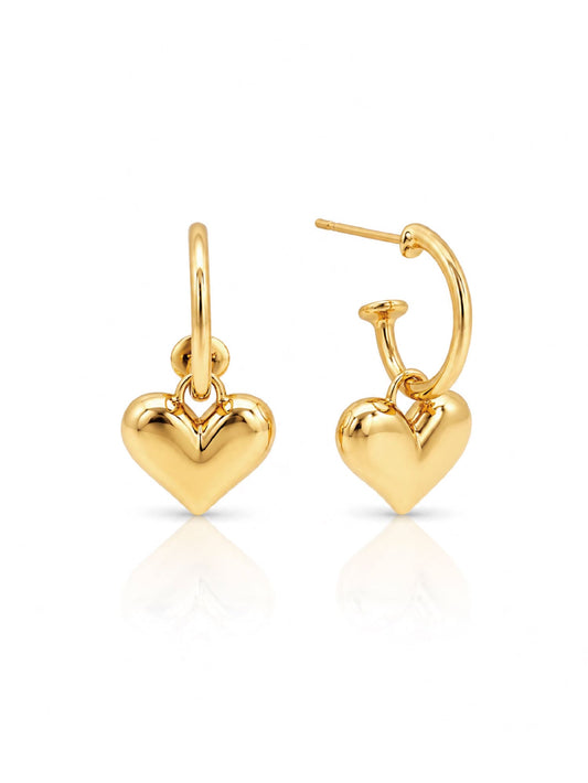 Heart Charm Hoop Earrings