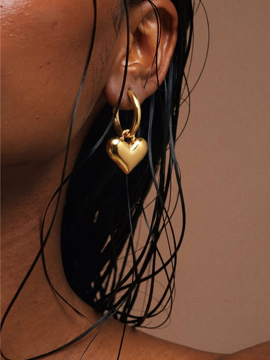 Heart Charm Hoop Earrings