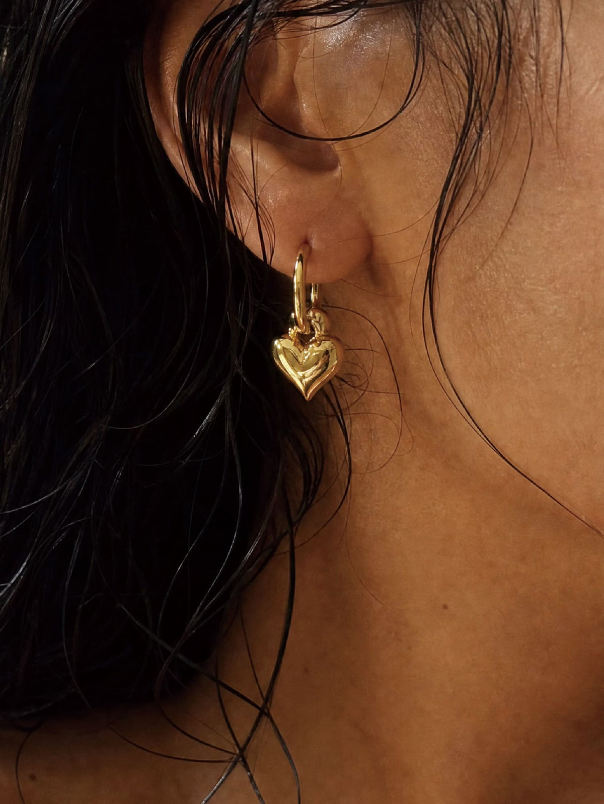 Heart Charm Hoop Earrings