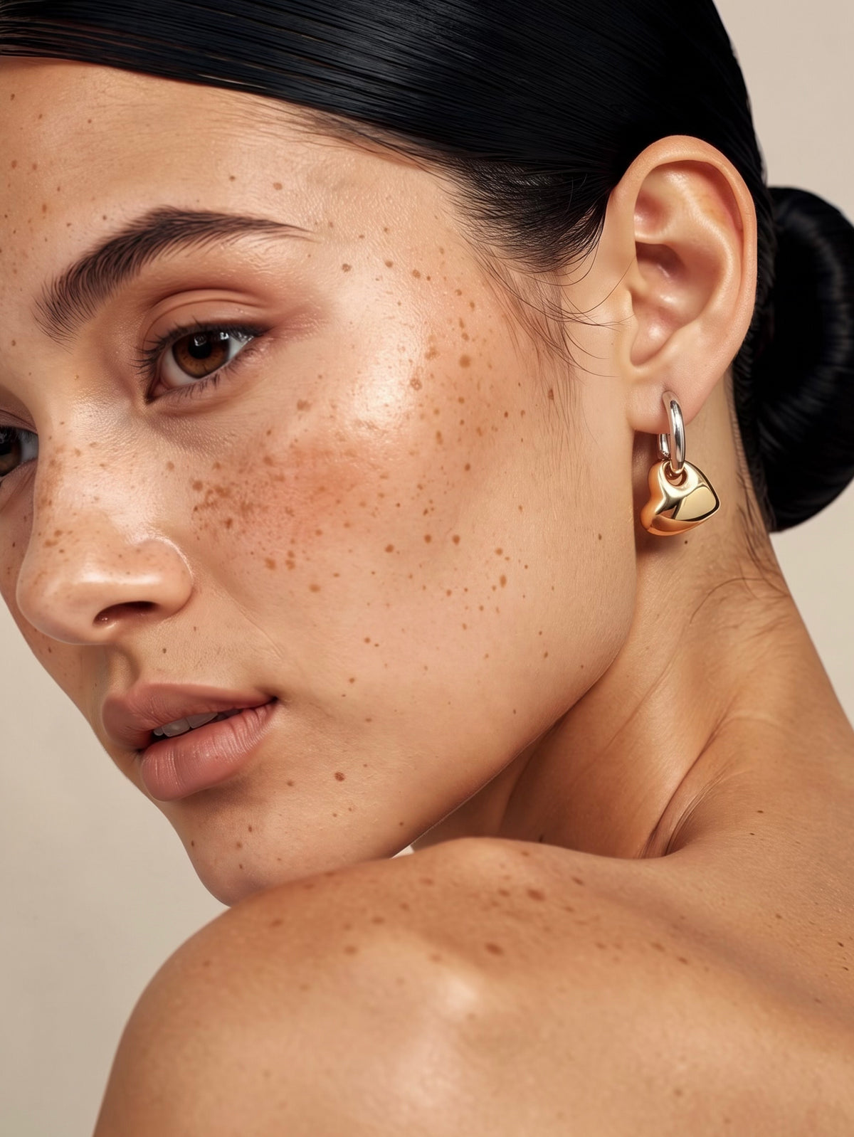 Heart Drop Hoop Earrings