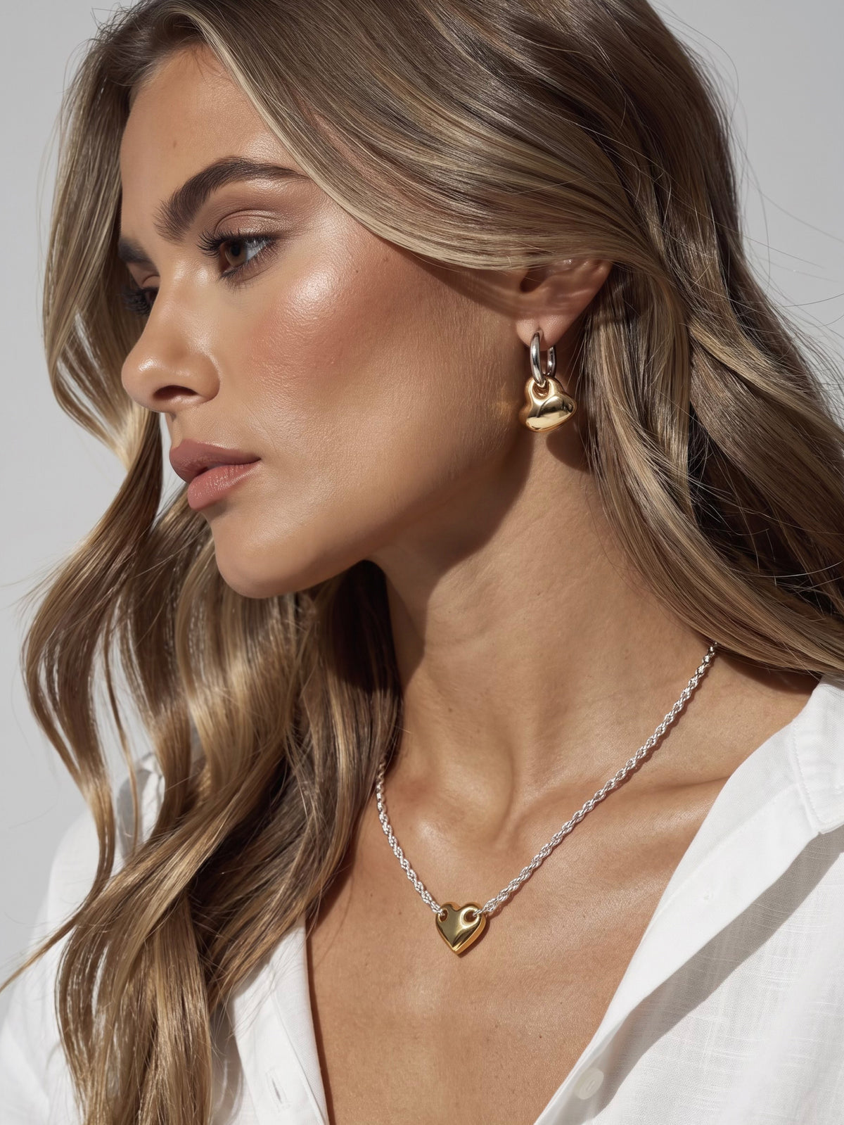 Heart Drop Hoop Earrings
