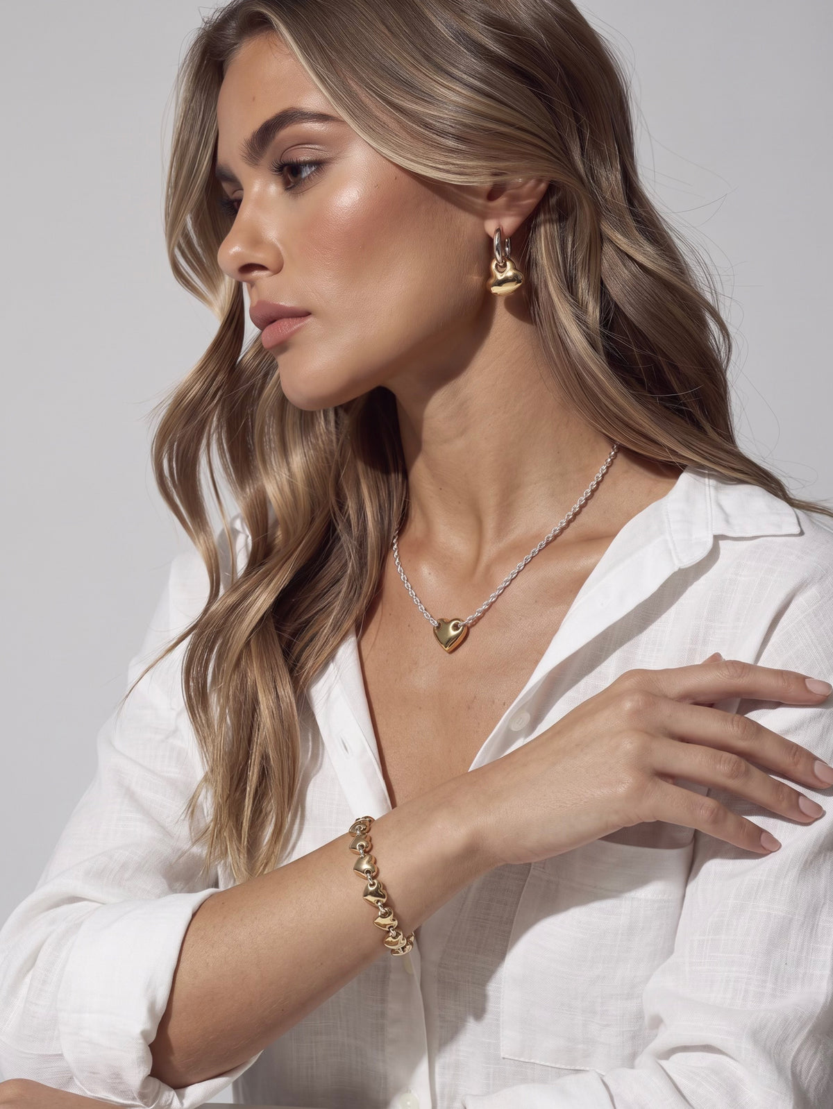 Heart Drop Hoop Earrings