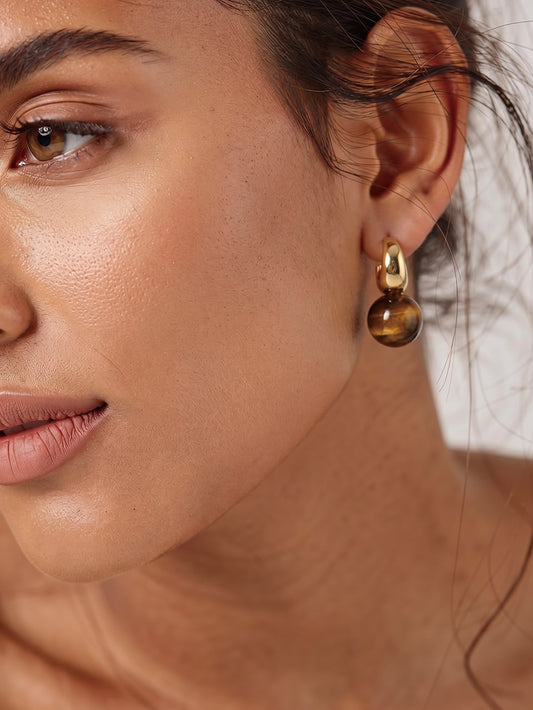 Crescent Tiger's Eye Earrings