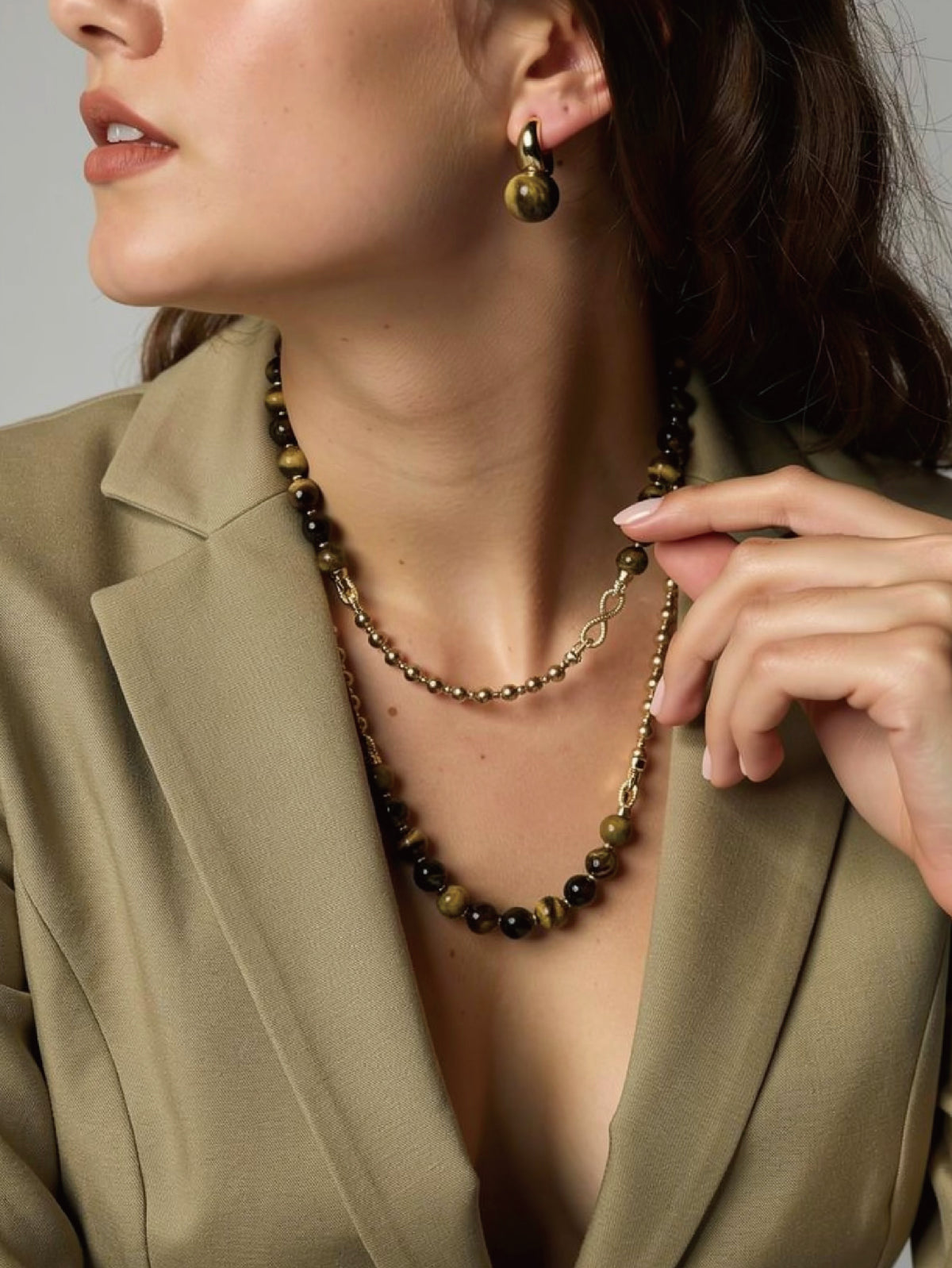 Crescent Tiger's Eye Earrings