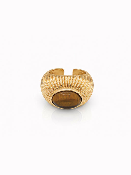 Carved Tiger's eye Open Ring