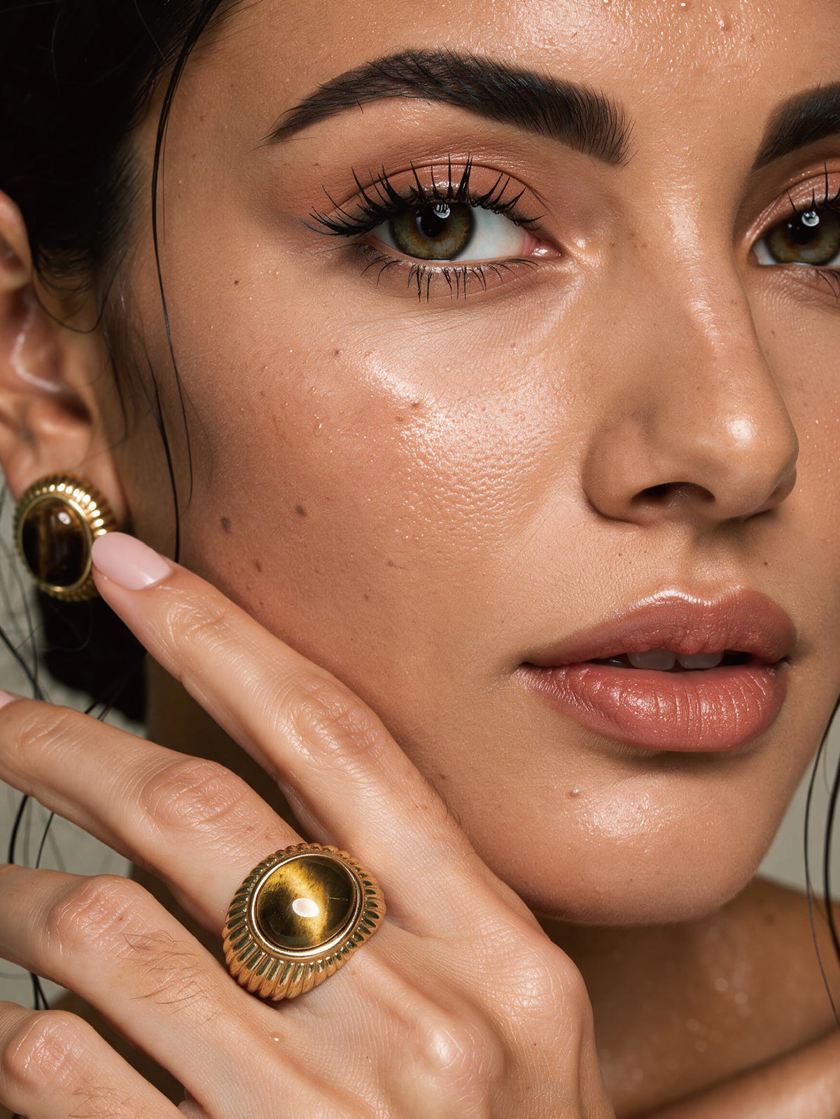 Carved Tiger's eye Open Ring