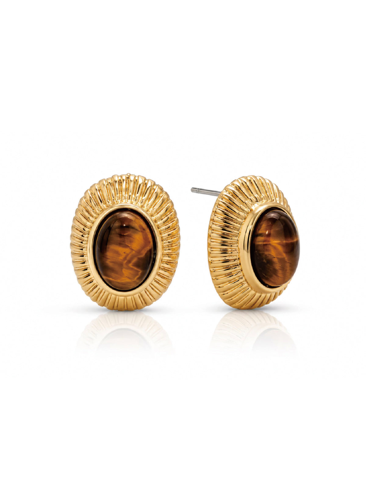 Carved Tiger's Eye Stud Earrings