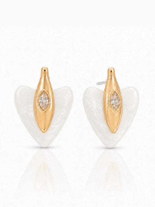 Trio Triangle Stone Stud Earrings