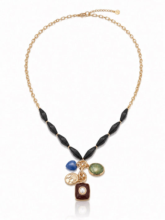 Fusion Gem Charm Beaded Necklace