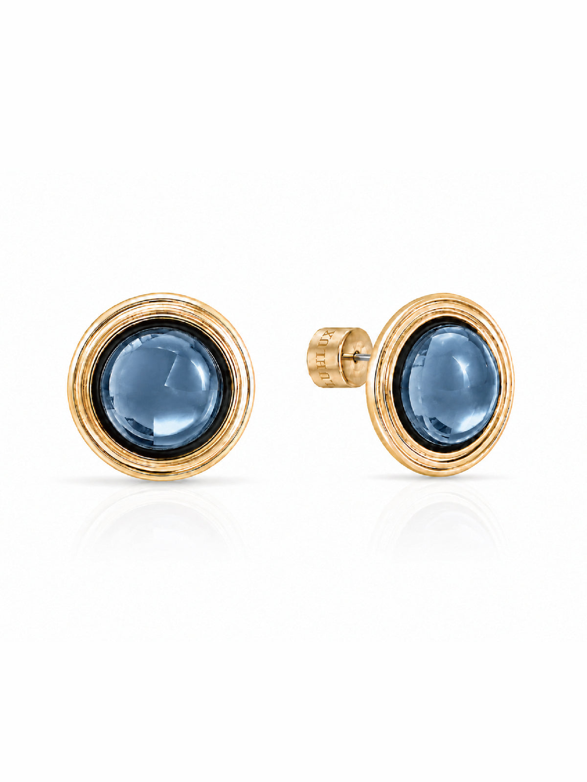 Round Blue Tone Stud Earrings