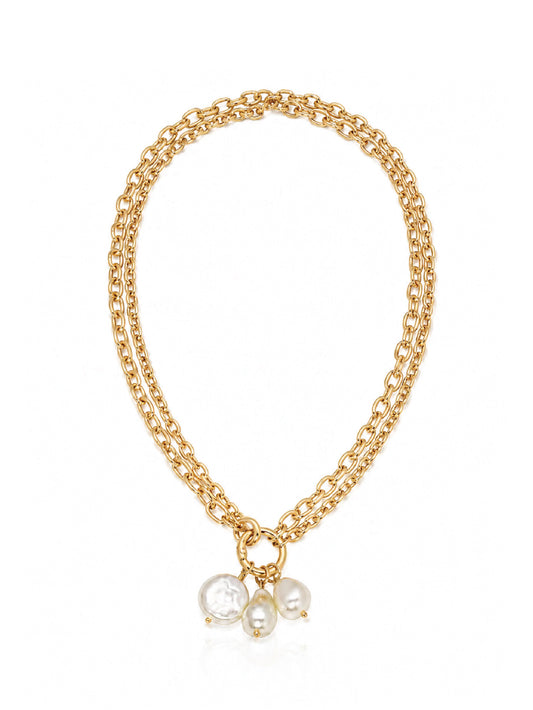 AB Chain Pearl Cluster Necklace