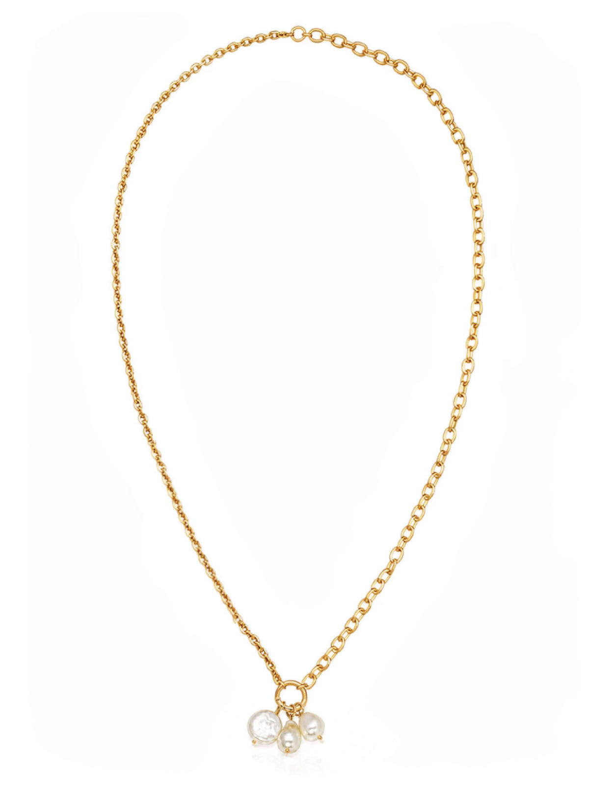 AB Chain Pearl Cluster Necklace
