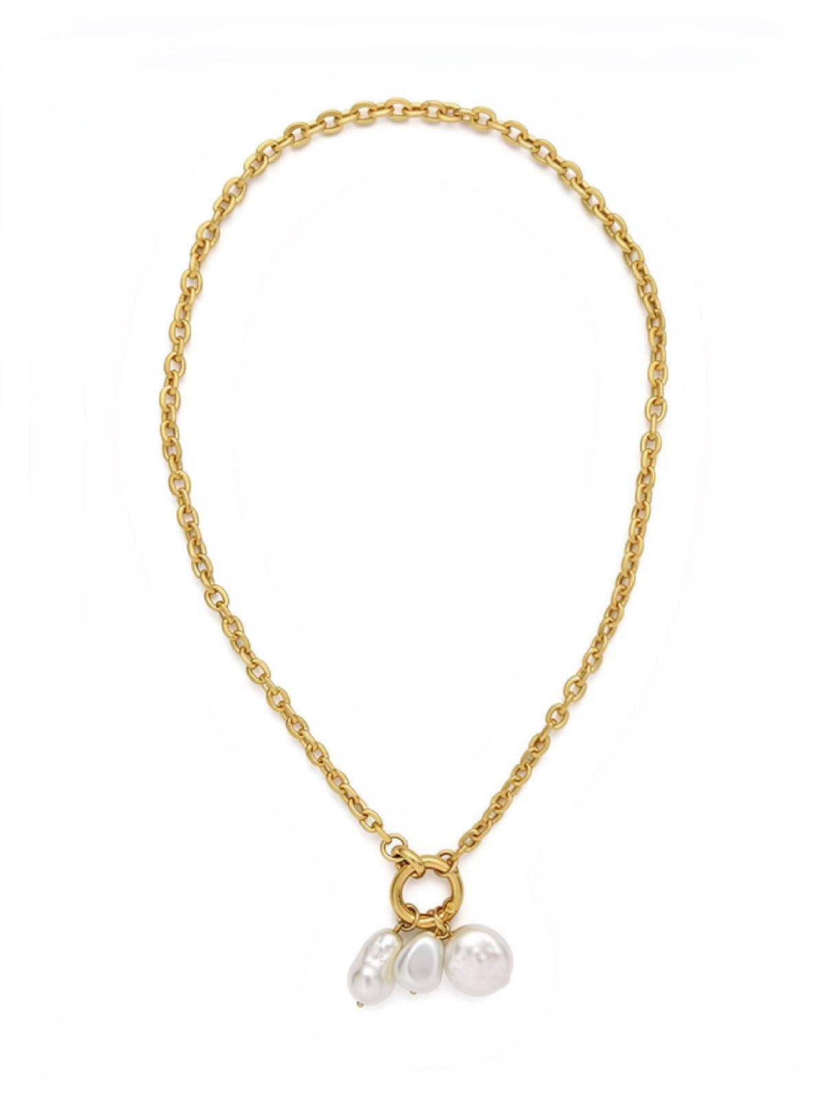 AB Chain Pearl Cluster Necklace