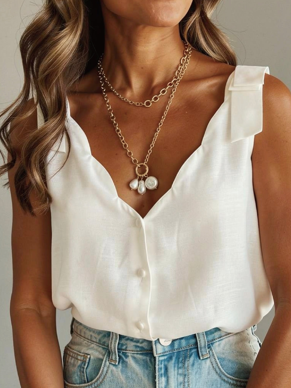 AB Chain Pearl Cluster Necklace