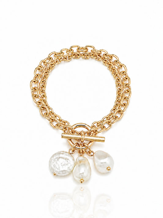 Triple Pearl Cluster Bracelet