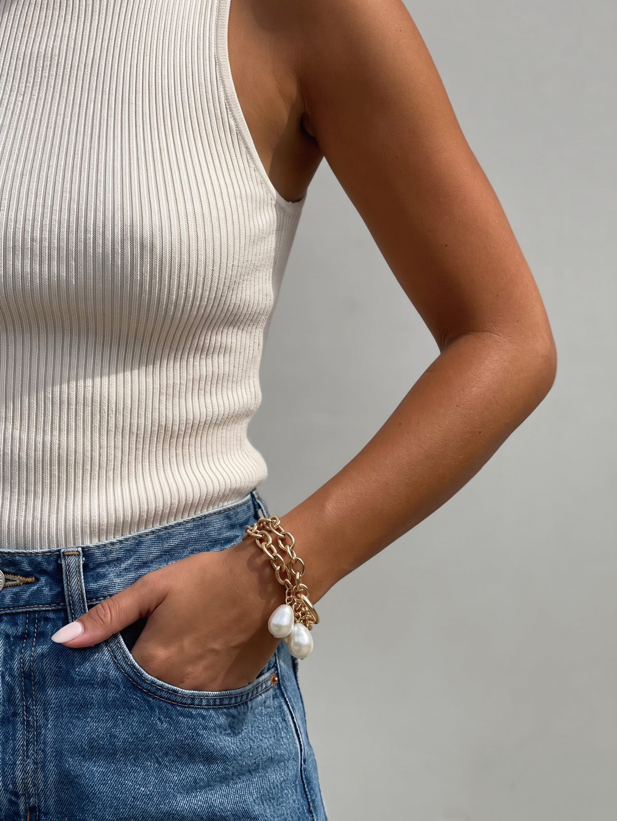 Triple Pearl Cluster Bracelet