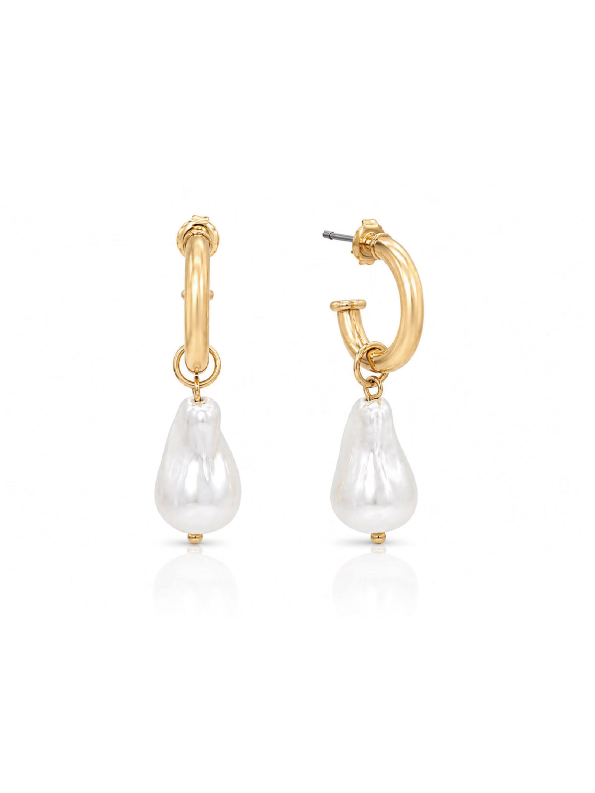 Pearl Charm Hoop Earrings