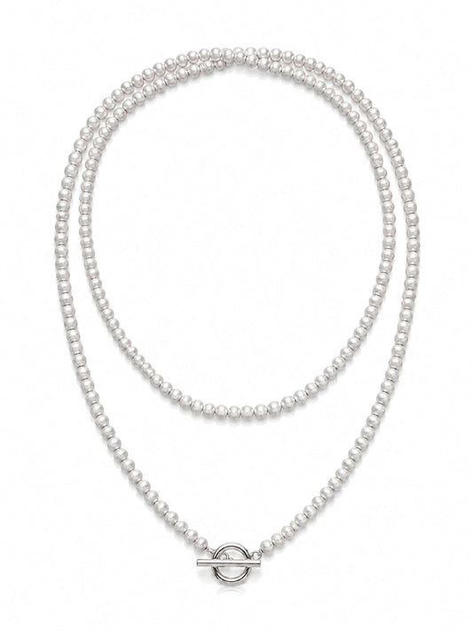 Long Brushed Orb Necklace