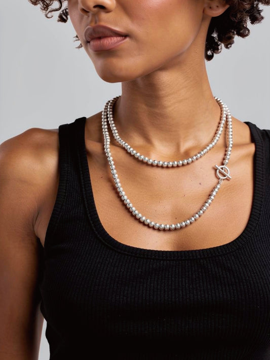 Long Brushed Orb Necklace