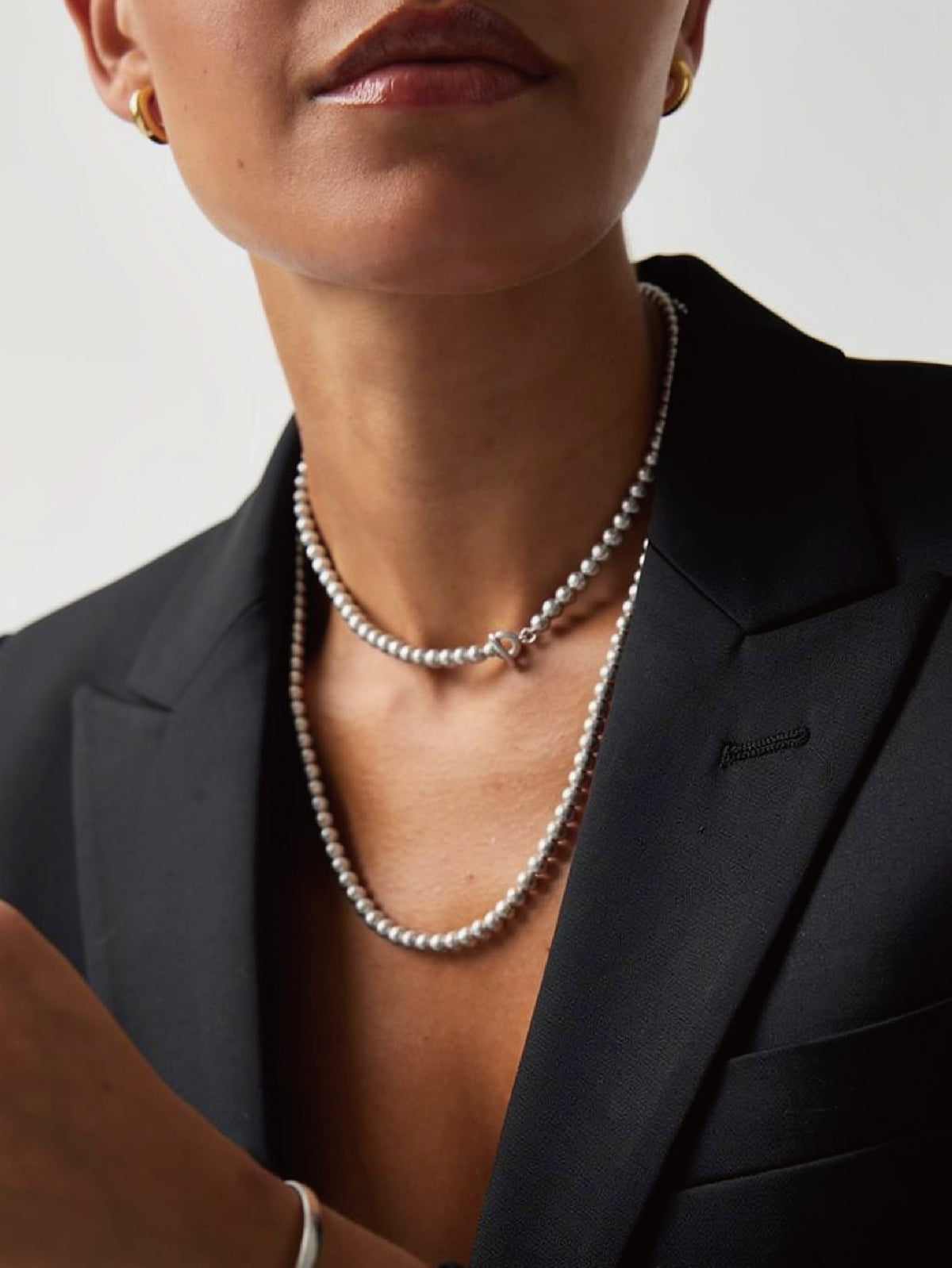 Long Brushed Orb Necklace