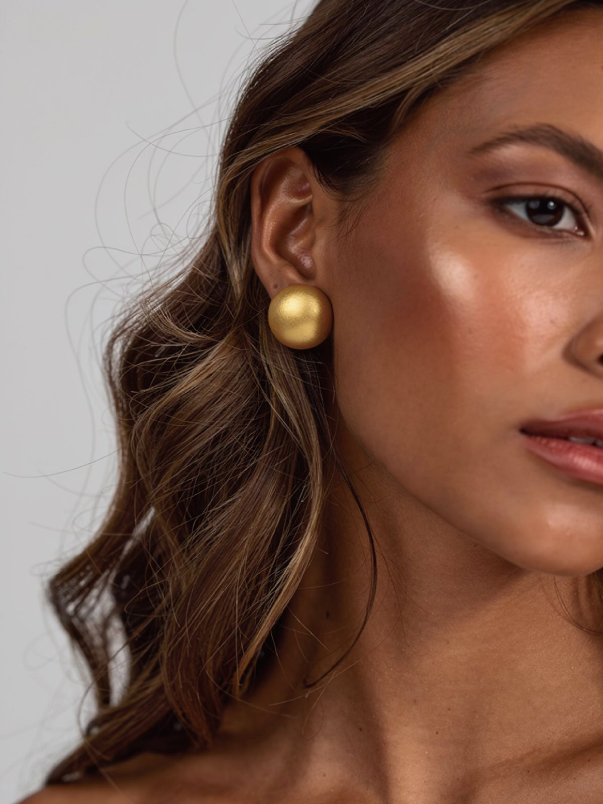 Brushed Orb Stud Earrings